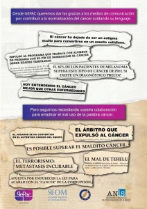 Imagen de la campaña medios de comunicación y cáncer