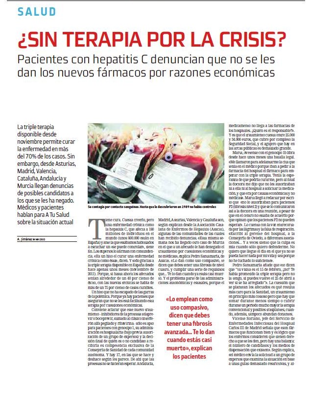 La denuncia que Asscat publicó en Somos Pacientes por dificultad de acceso a los tratamientos, en La Razón