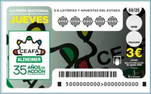 CEAFA conmemora su 35º aniversario con un décimo de Lotería Nacional dedicado al Alzheimer