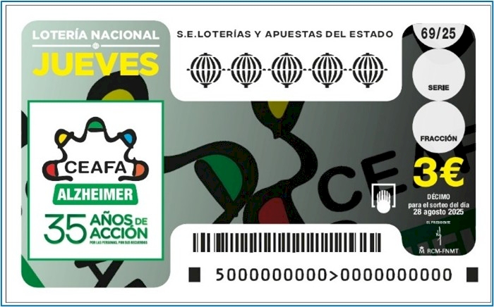 CEAFA conmemora su 35º aniversario con un décimo de Lotería Nacional dedicado al Alzheimer