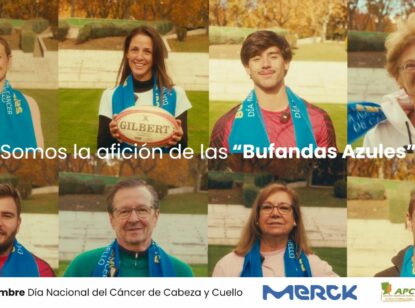 La campaña “Bufandas Azules” une a profesionales del rugby y a pacientes para visibilizar el cáncer de cabeza y cuello